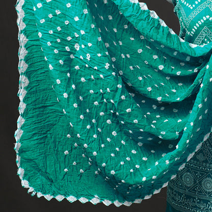 3pc Kutch Bandhani Tie-Dye Satin Cotton Suit Material Set 240