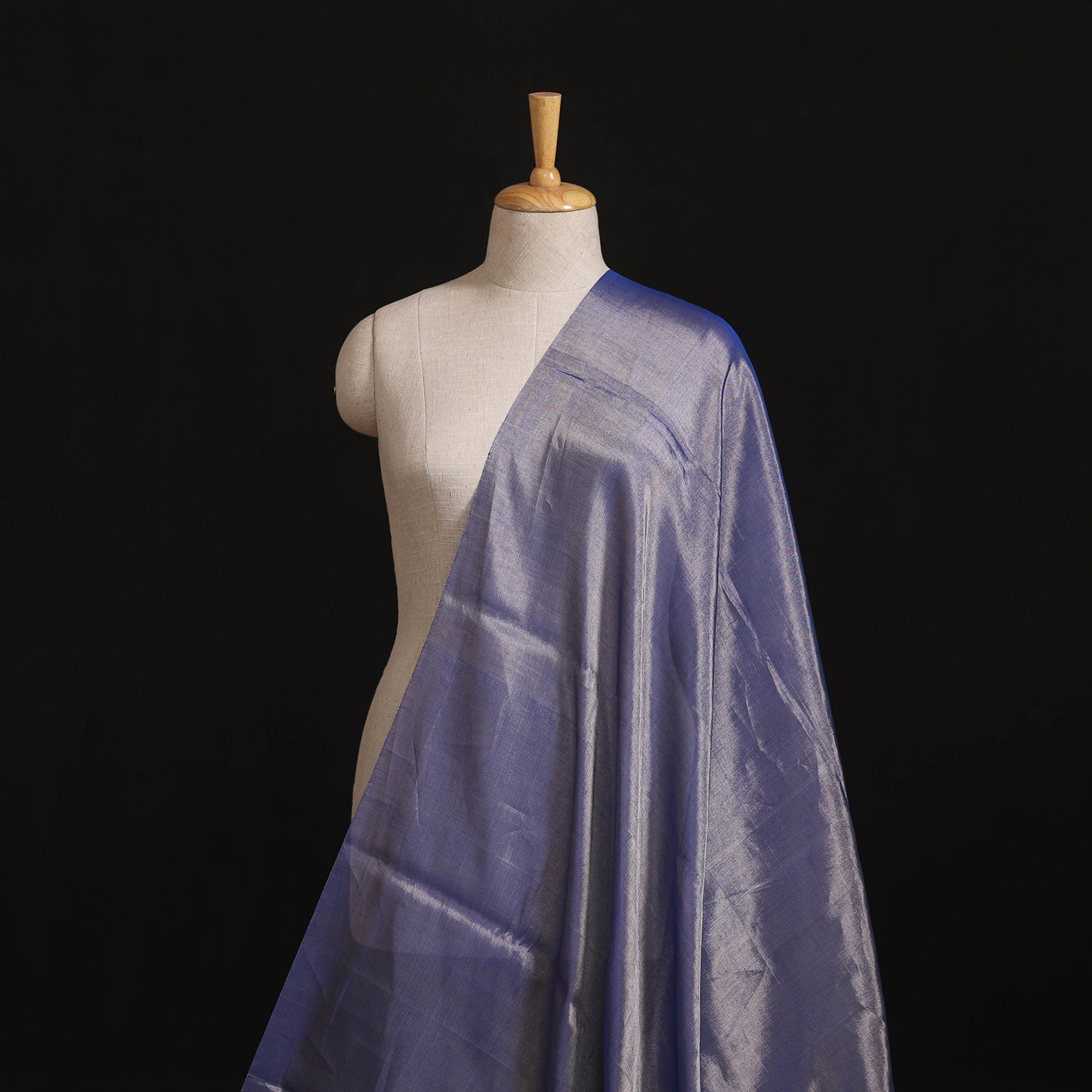Handloom Full Tissue Silver Zari Chanderi Silk Fabric 16