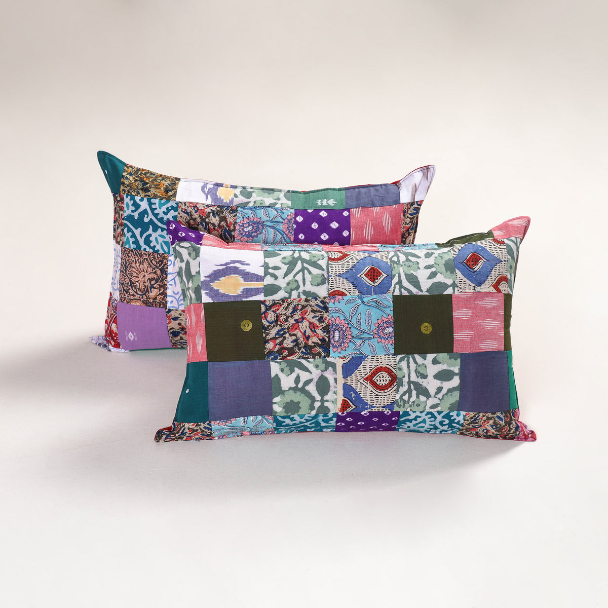 Multicolor - handcrafted patchwork pillow covers (set of 2)