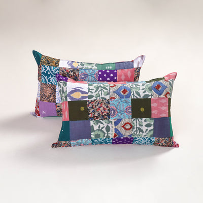 Multicolor - handcrafted patchwork pillow covers (set of 2)