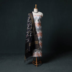 Pochampally Ikat Handwoven Pure Silk 2pc Unstitched Dress Material Kurta Set 22
