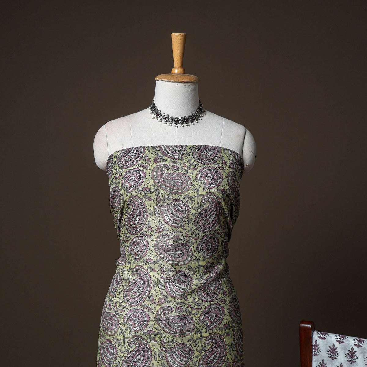 Chanderi Silk Sanganeri Hand Block Print Unstitched Dress Material: Kurta, Bottom with Dupatta 10