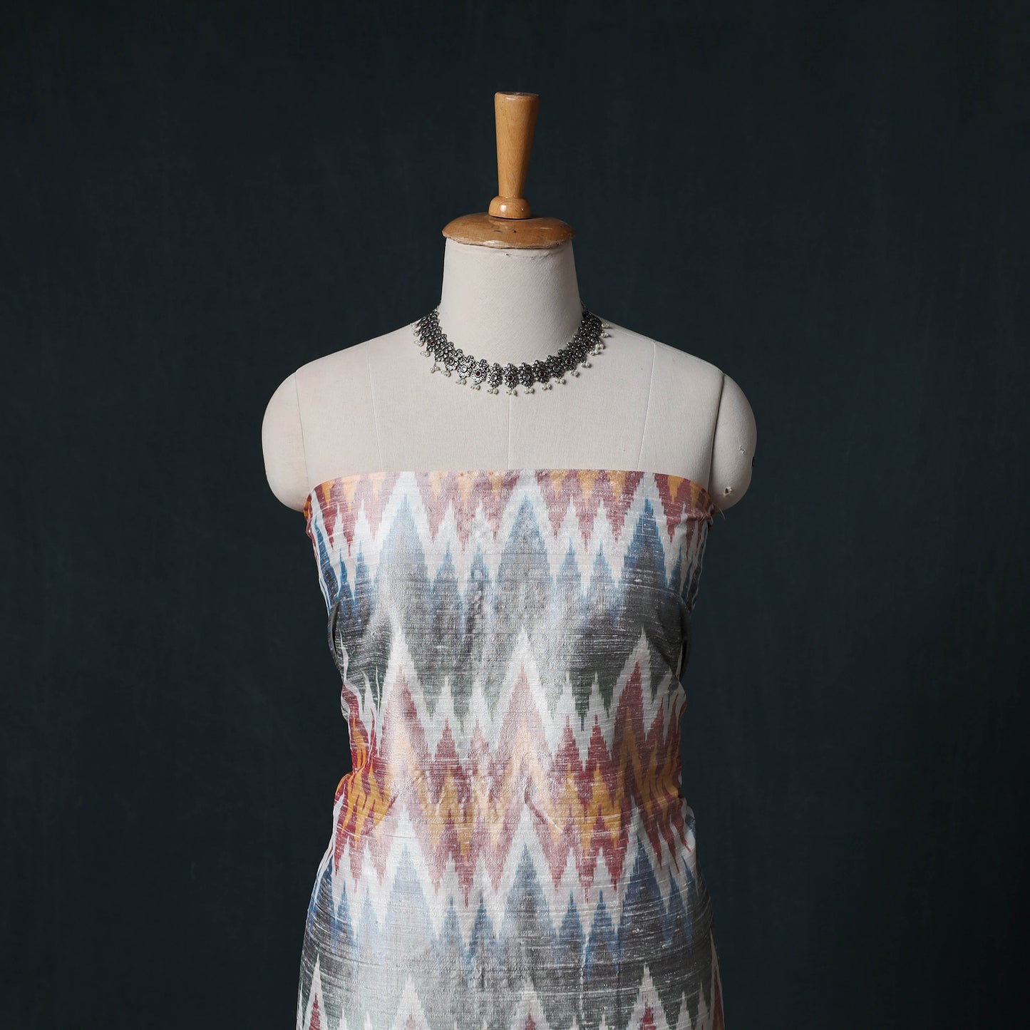 Pochampally Ikat Handwoven Pure Silk 2pc Unstitched Dress Material Kurta Set 22