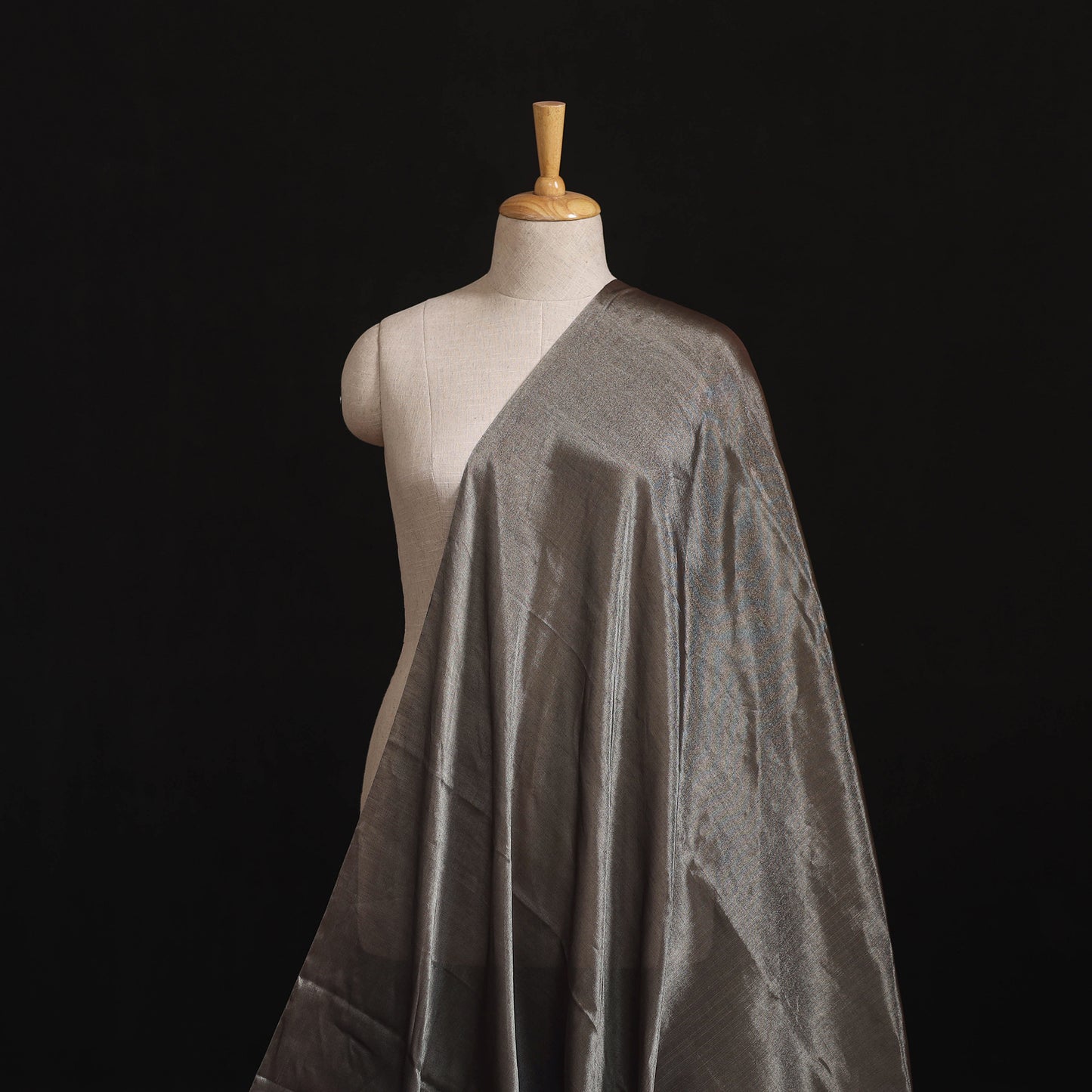 Handloom Full Tissue Silver Zari Chanderi Silk Fabric 10