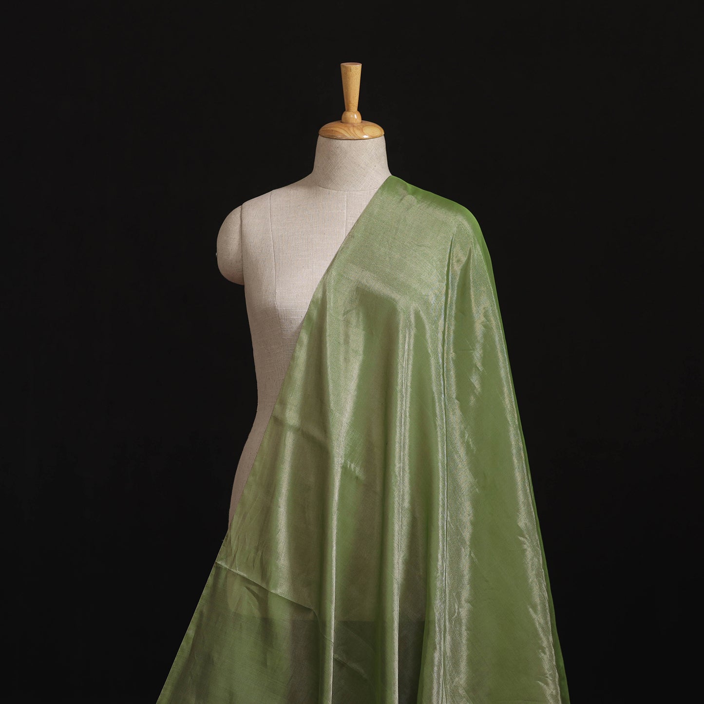 Handloom Full Tissue Silver Zari Chanderi Silk Fabric 09
