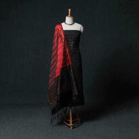 Pochampally Ikat Handwoven Pure Silk 2pc Unstitched Dress Material Kurta Set 23