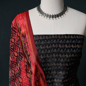 Pochampally Ikat Handwoven Pure Silk 2pc Unstitched Dress Material Kurta Set 23