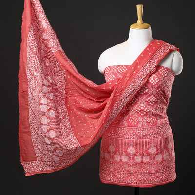 3pc Kutch Bandhani Tie-Dye Satin Cotton Suit Material Set 243
