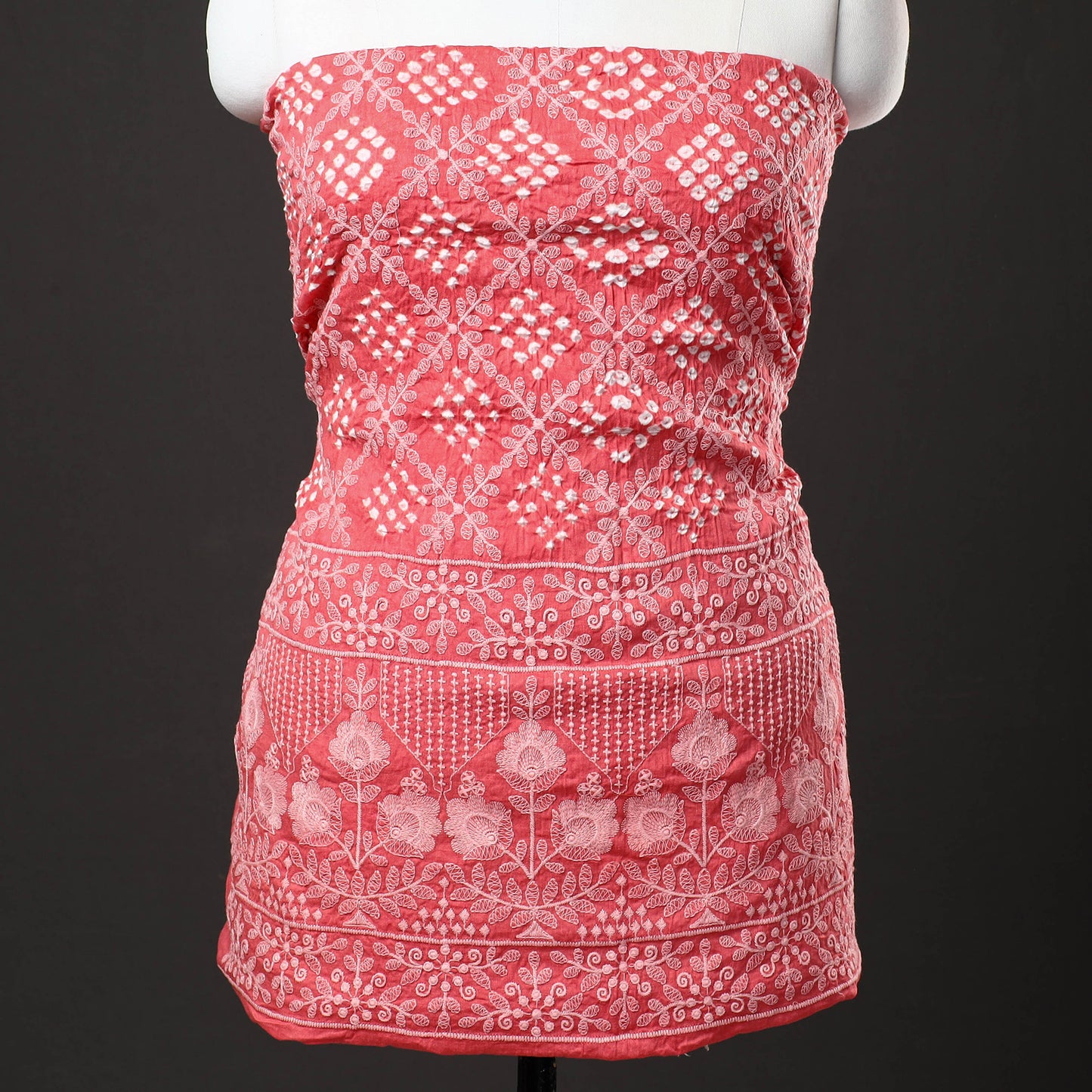 3pc Kutch Bandhani Tie-Dye Satin Cotton Suit Material Set 243