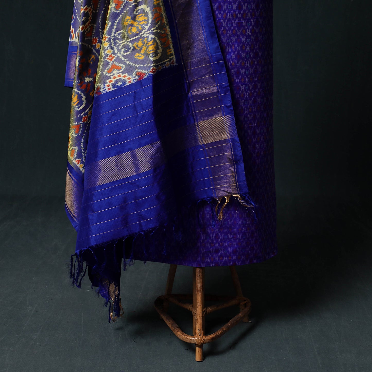 Pochampally Ikat Handwoven Pure Silk 2pc Unstitched Dress Material Kurta Set 24