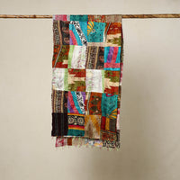 Multicolor - Reversible Patchwork Silk Bengal Kantha Stitch Stole 131