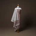 Chanderi Silk Sanganeri Hand Block Print Unstitched Dress Material: Kurta, Bottom with Dupatta 12