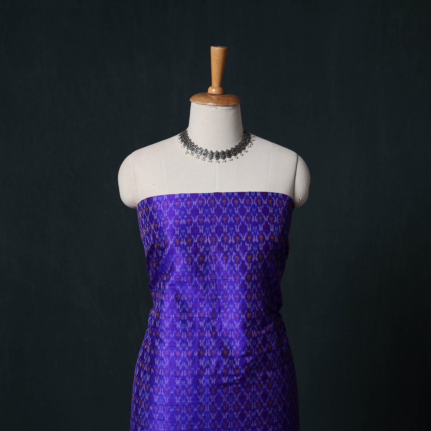 Pochampally Ikat Handwoven Pure Silk 2pc Unstitched Dress Material Kurta Set 24