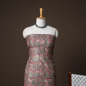Chanderi Silk Sanganeri Hand Block Print Unstitched Dress Material: Kurta, Bottom with Dupatta 12