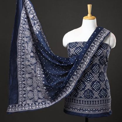 3pc Kutch Bandhani Tie-Dye Satin Cotton Suit Material Set 245