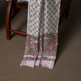 Chanderi Silk Sanganeri Hand Block Print Unstitched Dress Material: Kurta, Bottom with Dupatta 12