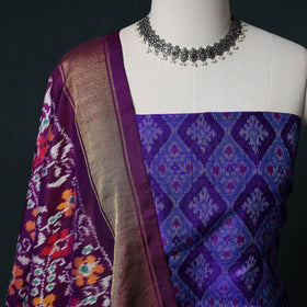 Pochampally Ikat Handwoven Pure Silk 2pc Unstitched Dress Material Kurta Set 25