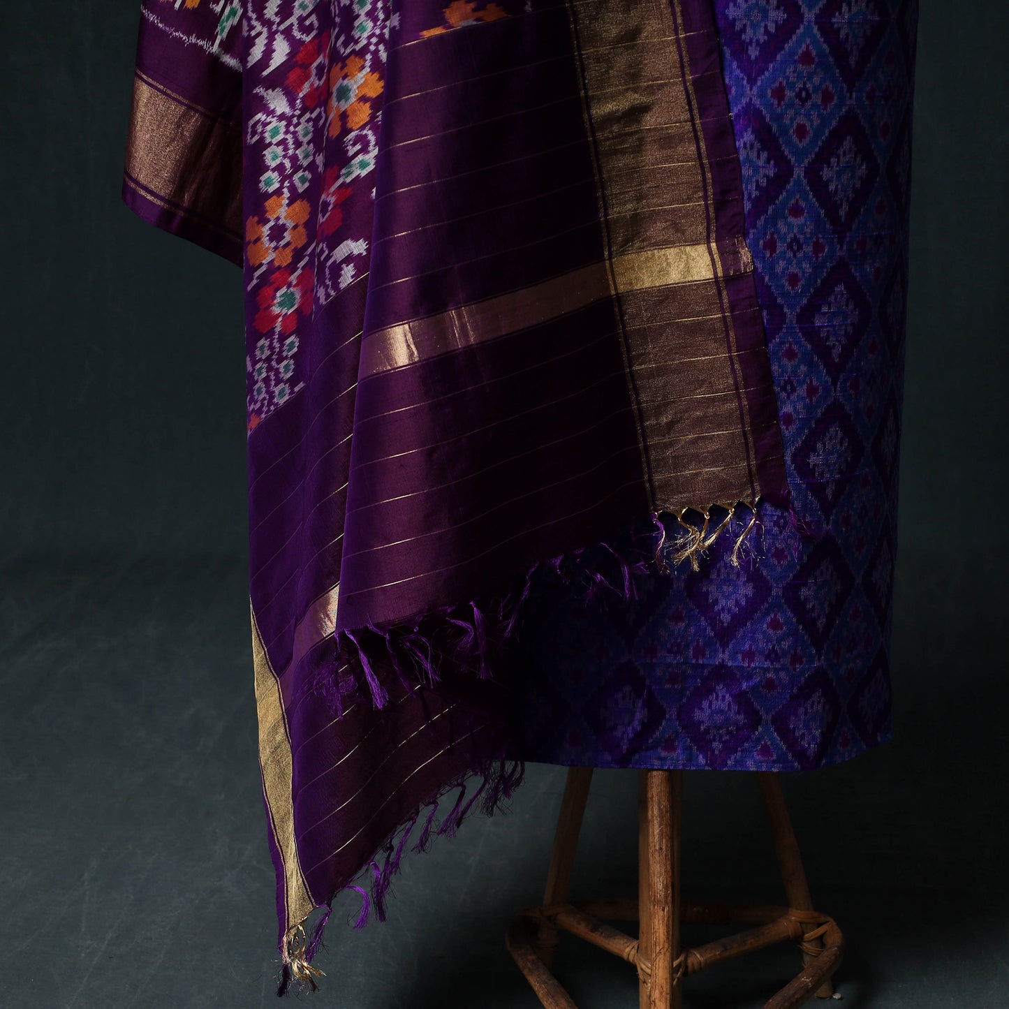 Pochampally Ikat Handwoven Pure Silk 2pc Unstitched Dress Material Kurta Set 25
