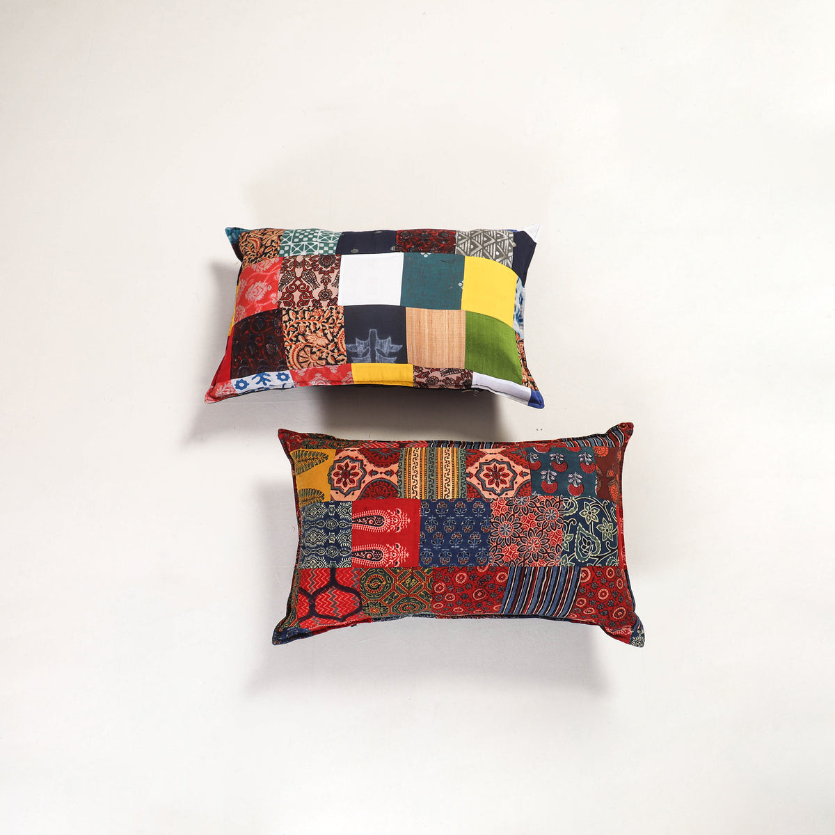 Multicolor - handcrafted patchwork pillow covers (set of 2)