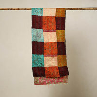 Multicolor - Reversible Patchwork Silk Bengal Kantha Stitch Stole 125