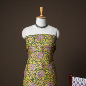 Chanderi Silk Sanganeri Hand Block Print Unstitched Dress Material: Kurta, Bottom with Dupatta 13