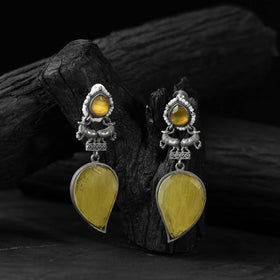 Yellow - saanjh bela nandi oxidised earrings - handcrafted