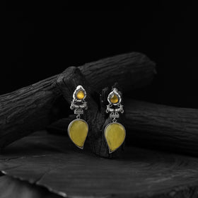 Yellow - saanjh bela nandi oxidised earrings - handcrafted