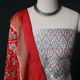 Pochampally Ikat Handwoven Pure Silk 2pc Unstitched Dress Material Kurta Set 26