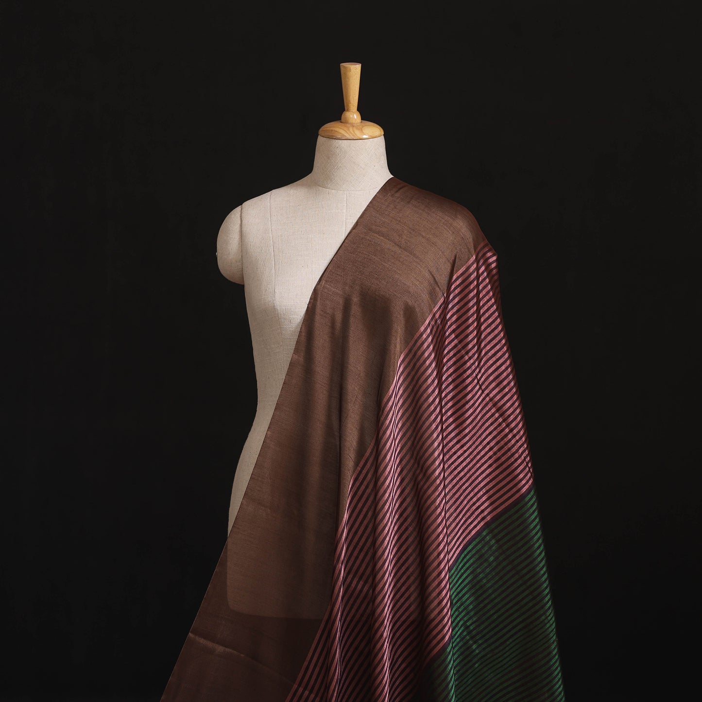 Handloom Full Tissue Silver Zari Stripes Chanderi Silk Fabric 24