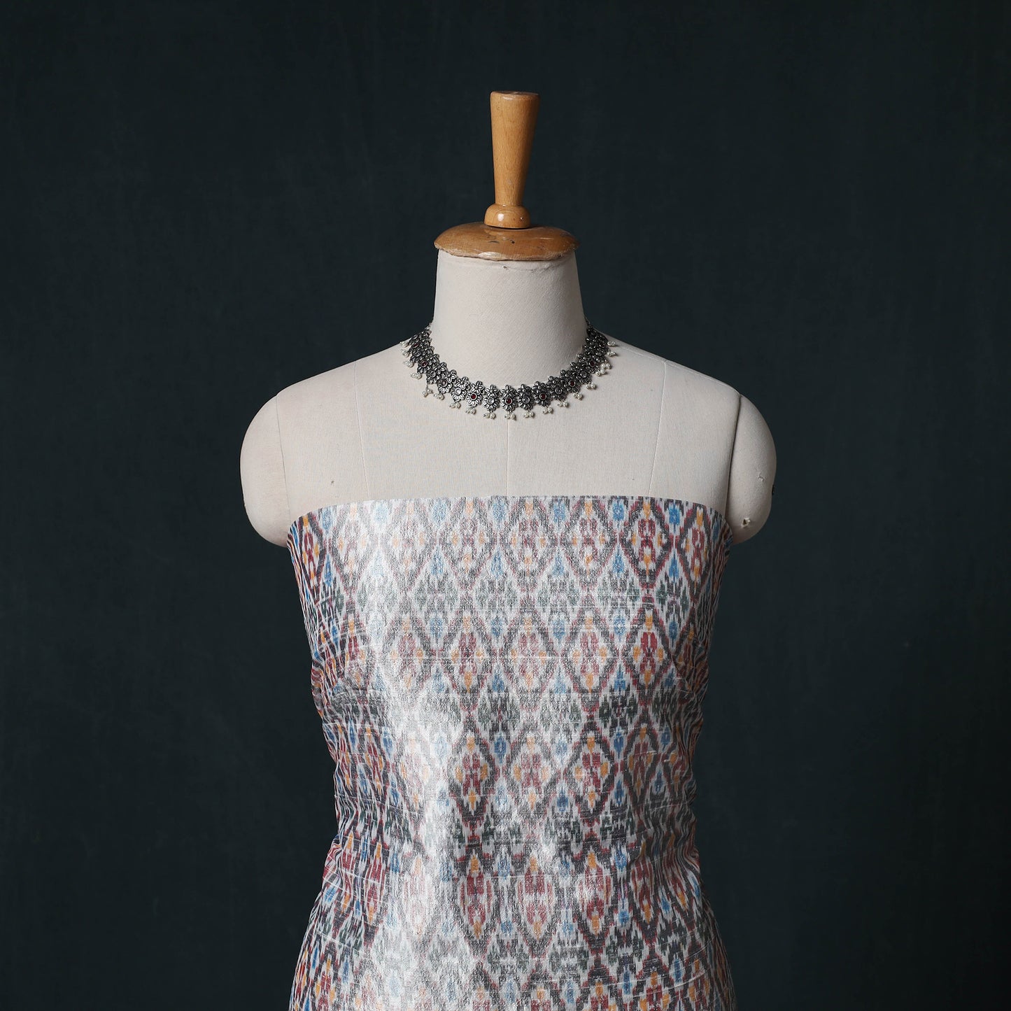 Pochampally Ikat Handwoven Pure Silk 2pc Unstitched Dress Material Kurta Set 26