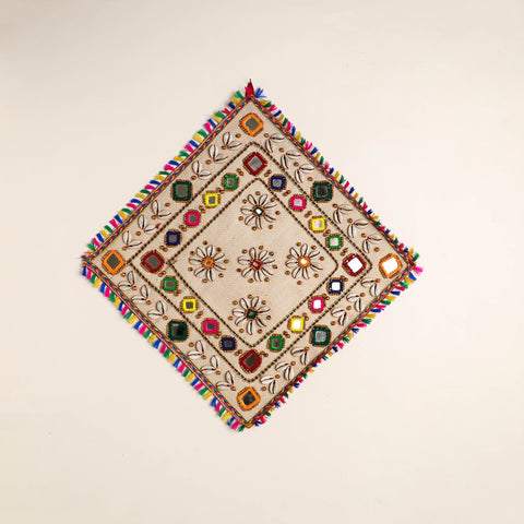 Handmade Mirror Work Kutch Embroidery Jute Hangings 26