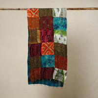 Multicolor - Reversible Patchwork Silk Bengal Kantha Stitch Stole 119