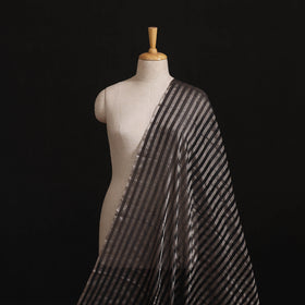 Handloom Full Tissue Silver Zari Stripes Chanderi Silk Fabric 25