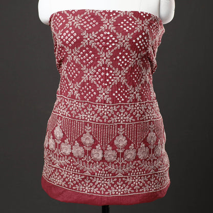3pc Kutch Bandhani Tie-Dye Satin Cotton Suit Material Set 248