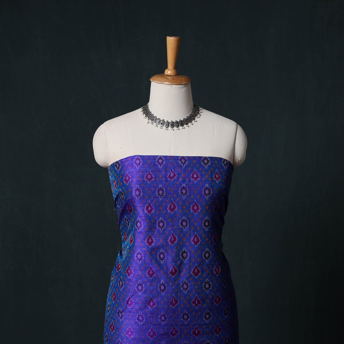 Pochampally Ikat Handwoven Pure Silk 2pc Unstitched Dress Material Kurta Set 28