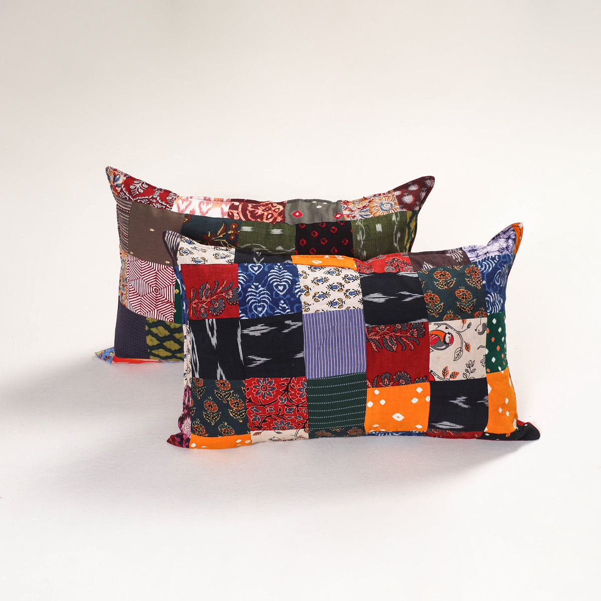 Multicolor - handcrafted patchwork pillow covers (set of 2)