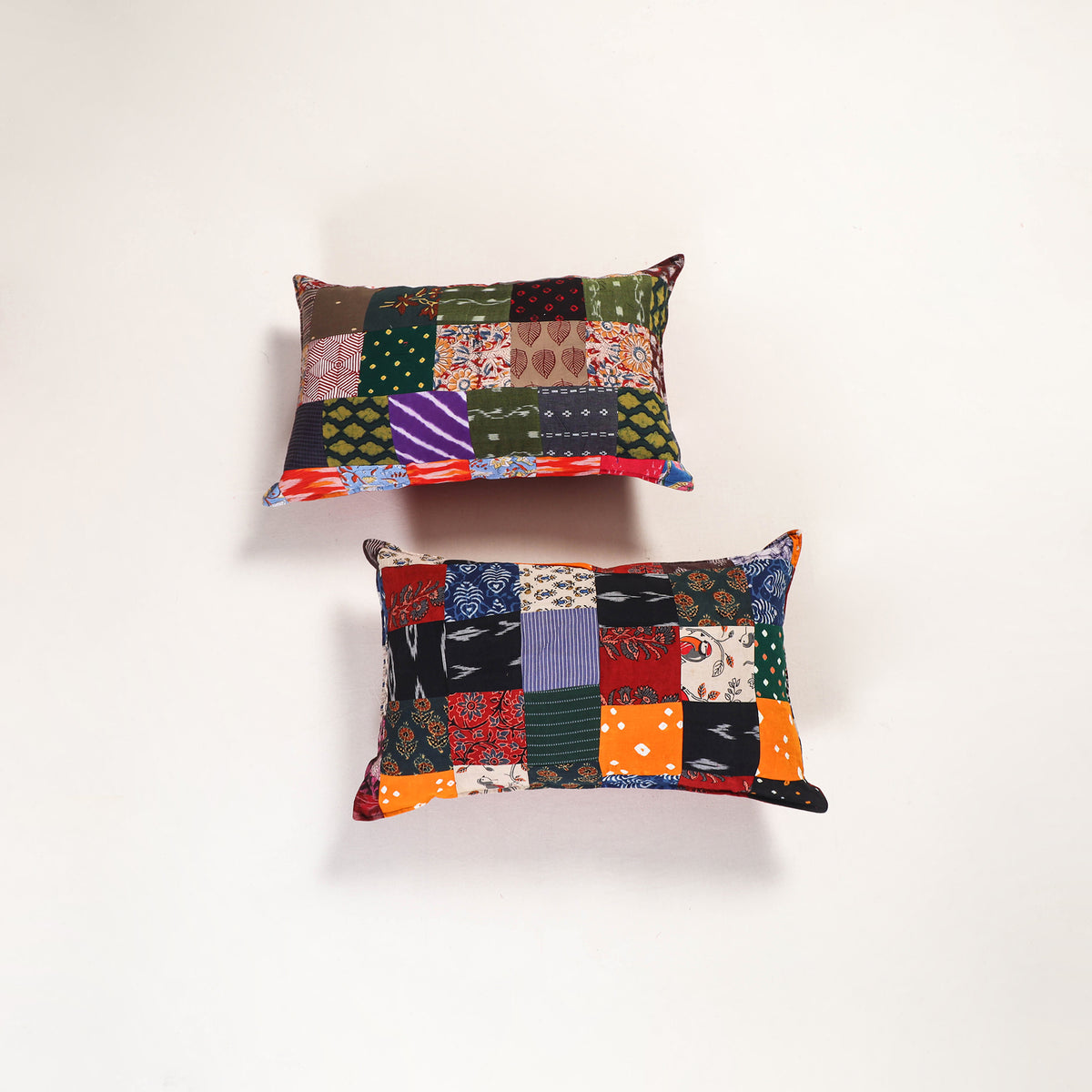 Multicolor - handcrafted patchwork pillow covers (set of 2)