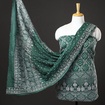 3pc Kutch Bandhani Tie-Dye Satin Cotton Suit Material Set 250