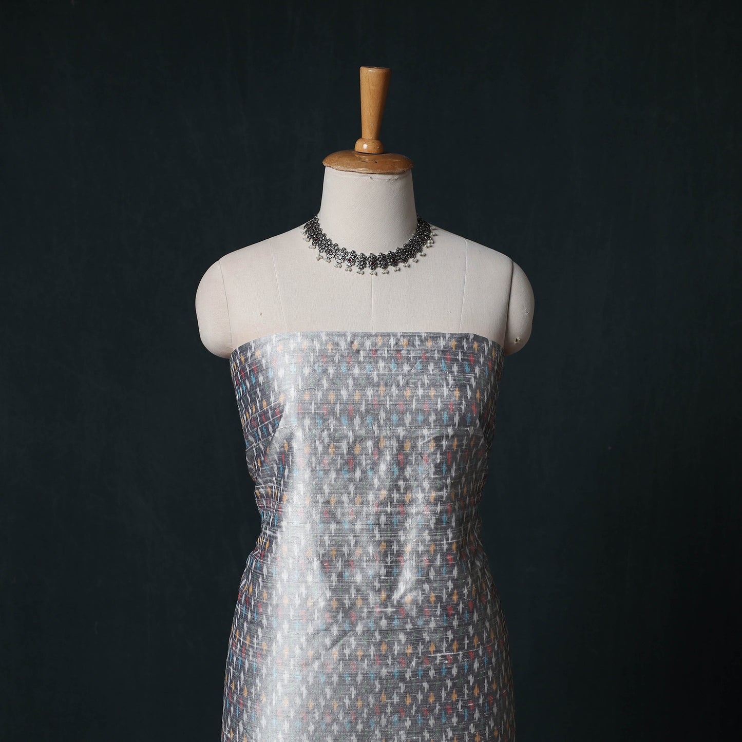 Pochampally Ikat Handwoven Pure Silk 2pc Unstitched Dress Material Kurta Set 29