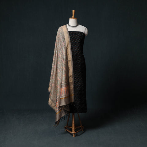 Pochampally Ikat Handwoven Sico 2pc Unstitched Dress Material Kurta Set 30