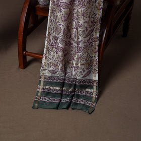 Chanderi Silk Sanganeri Hand Block Print Unstitched Dress Material: Kurta, Bottom with Dupatta 15