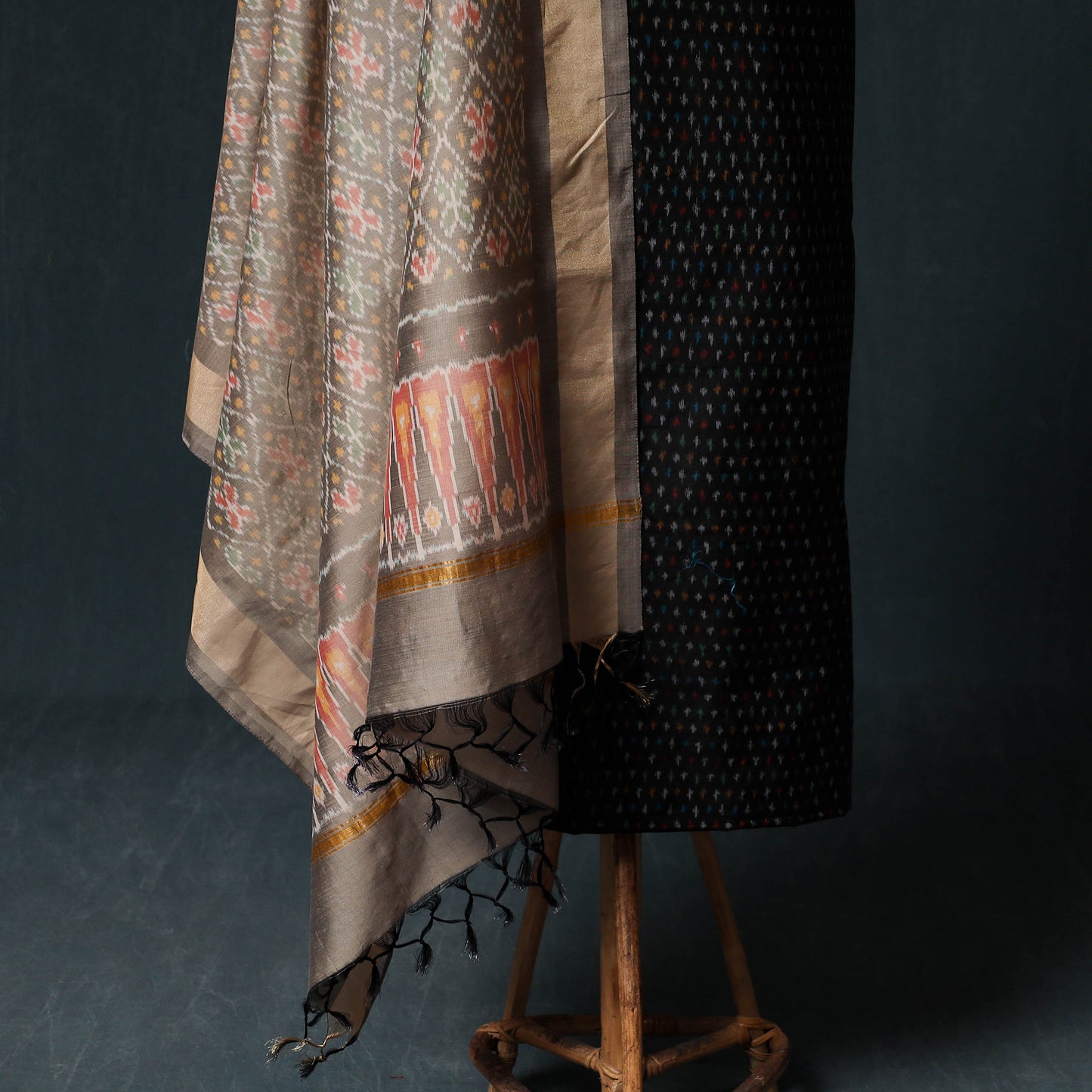 Pochampally Ikat Handwoven Sico 2pc Unstitched Dress Material Kurta Set 30