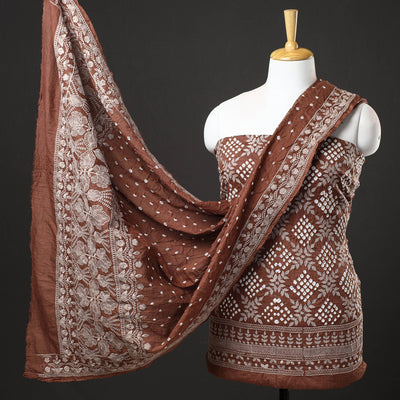 3pc Kutch Bandhani Tie-Dye Satin Cotton Suit Material Set 251