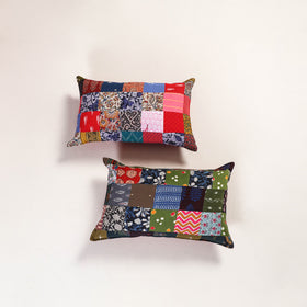 Multicolor - handcrafted patchwork pillow covers (set of 2)