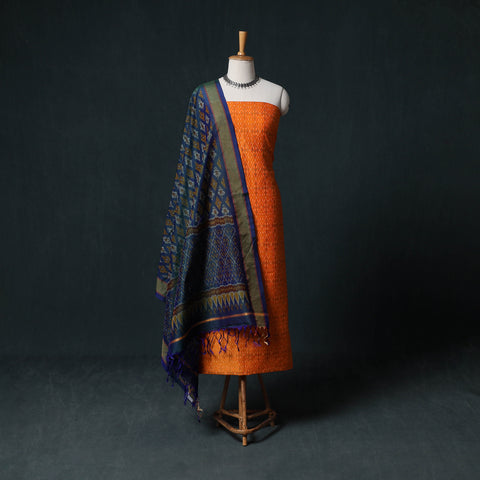 Pochampally Ikat Handwoven Sico 2pc Unstitched Dress Material Kurta Set 31