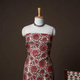 Chanderi Silk Sanganeri Hand Block Print Unstitched Dress Material: Kurta, Bottom with Dupatta 16
