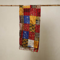 Multicolor - Reversible Patchwork Silk Bengal Kantha Stitch Stole 98