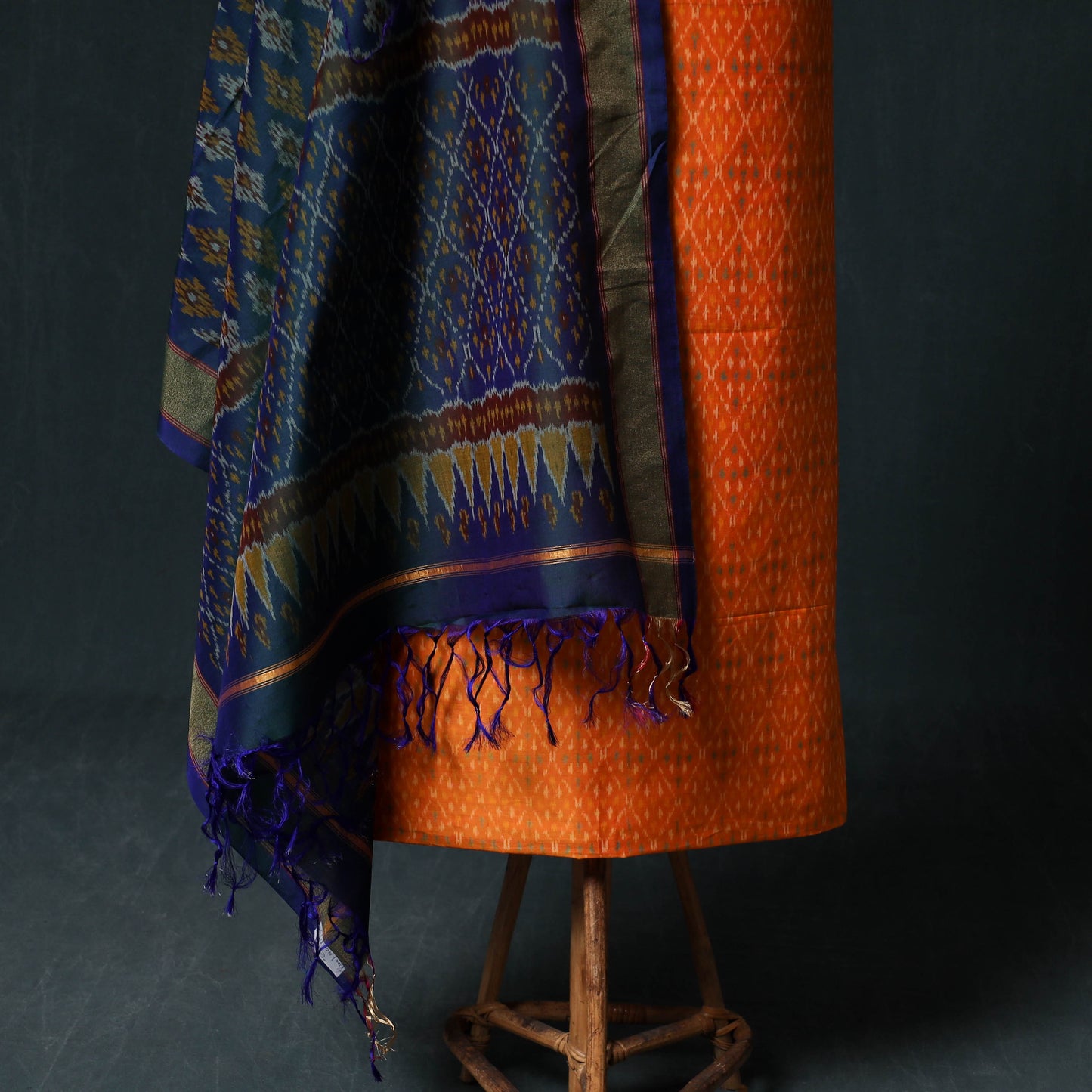 Pochampally Ikat Handwoven Sico 2pc Unstitched Dress Material Kurta Set 31