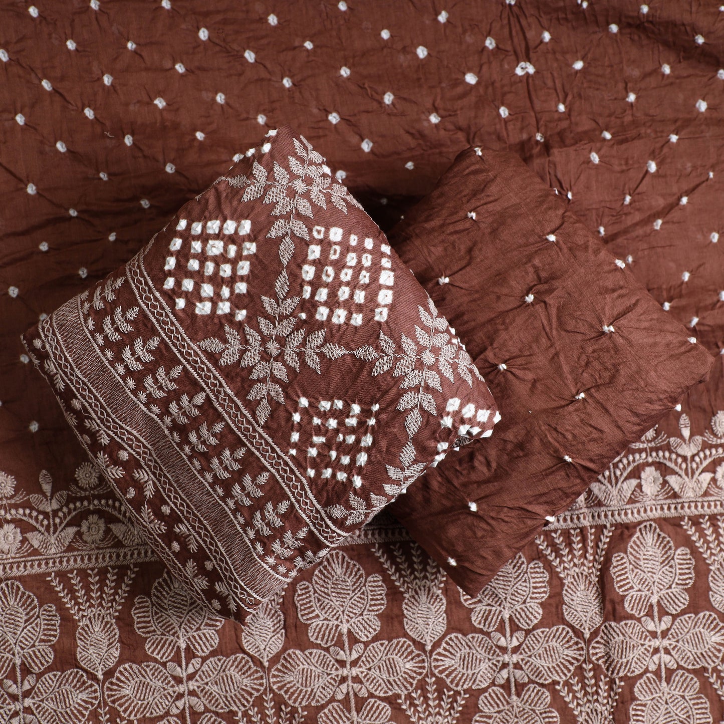 3pc Kutch Bandhani Tie-Dye Satin Cotton Suit Material Set 251