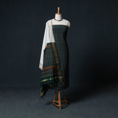 Pochampally Ikat Handwoven Sico 2pc Unstitched Dress Material Kurta Set 32